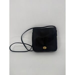 Vintage Coach 9620 11/2000 Compact Pouch Black Leather Crossbody Turnlock‎ USA